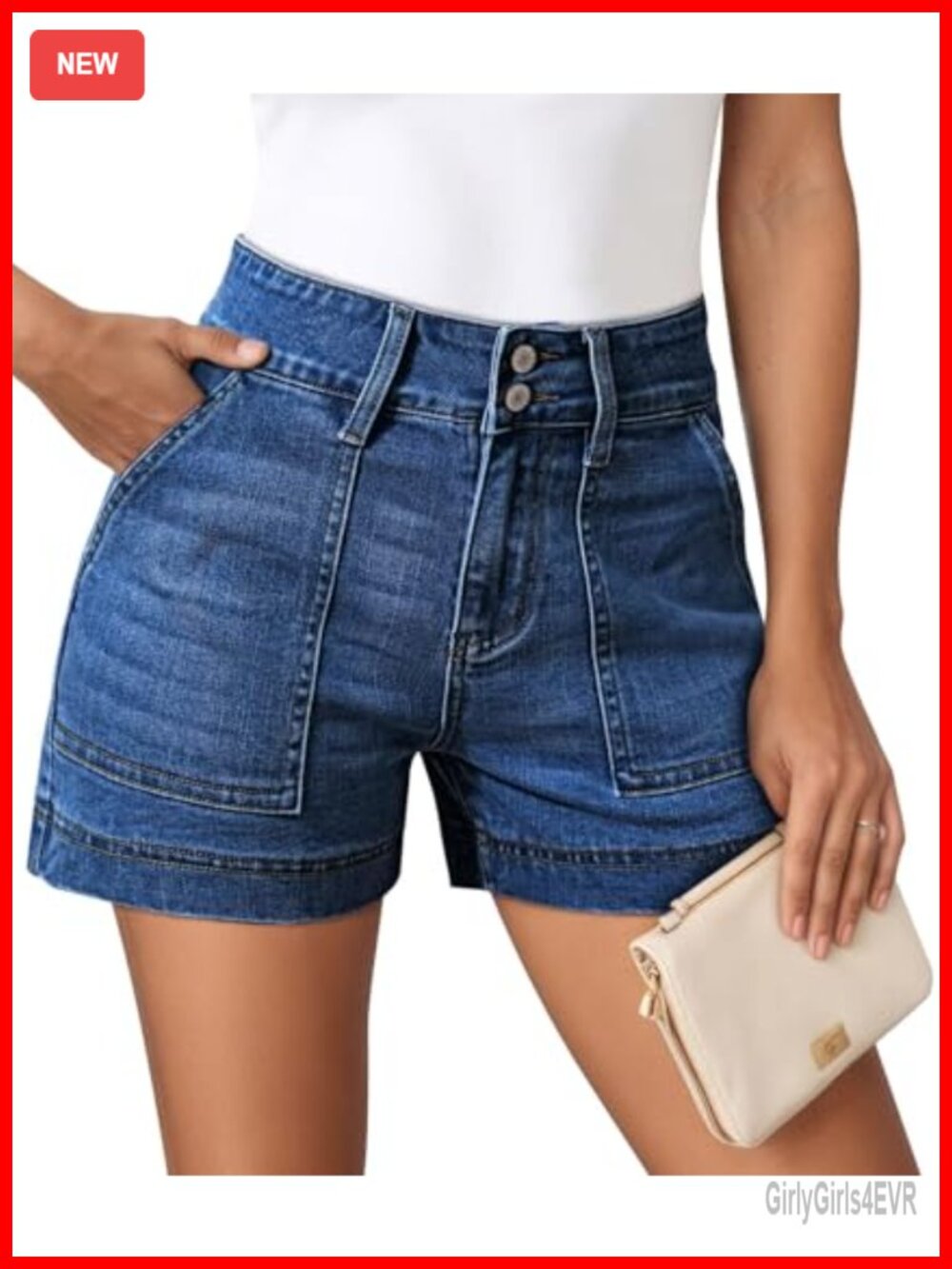 High Waisted Denim Shorts for Women Casual Summer Y2K Patch Pocket